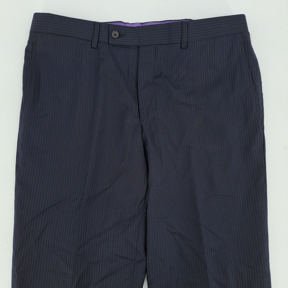 Ted Baker Endurance Dress Pants Mens 35R 100% Wool Navy Blue Pinstripe Jim CT - Picture 2 of 12